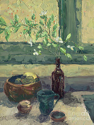 Wall Art - Painting - Still Life with Mock Orange, 2019 by PJ Kirk