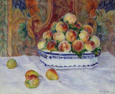 Wall Art - Drawing - Still Life with Peaches  art by PierreAuguste Renoir French