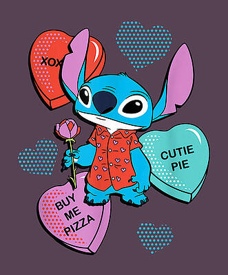 Disney Lilo & Stitch Valentine's Day Stitch Candy Hearts Sweatshirt