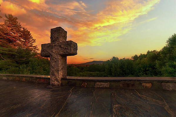 Stone Cross at The Cathedral of the Pines by Joann Vitali Stone Cross at The Cathedral of the Pines by Joann Vitali