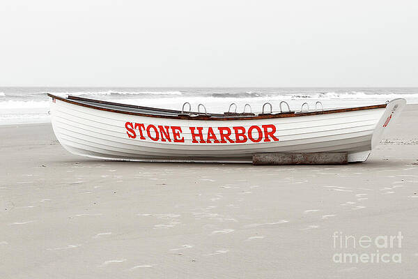 Stone Harbor Lifeboat in Red White and Black New Jersey by John Van Decker