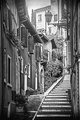 Wall Art - Photograph - Stone Steps in Verona Italy Black and White  by Carol Japp