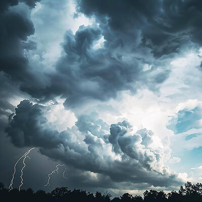 Wall Art - Photograph - Storm Clouds And Lightning Approaches  by Printed View