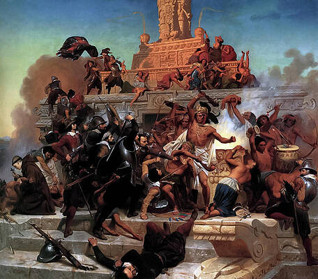 Painting - Storming Of The Teocalli By Cortez And His Troops By Emanuel Leutze by The Luxury Art Collection