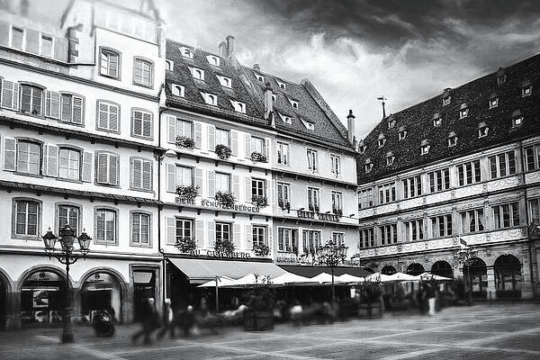 Wall Art - Photograph - Strasbourg France Gutenberg Square Black and White  by Carol Japp