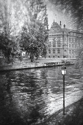 Strasbourg France Scenic Canals Black and White by Carol Japp Strasbourg France Scenic Canals Black and White by Carol Japp