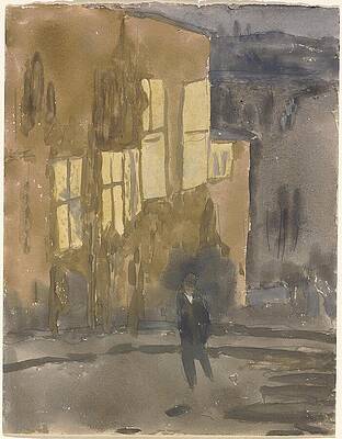 Wall Art - Painting - Street at Night Meudon s by Master Style