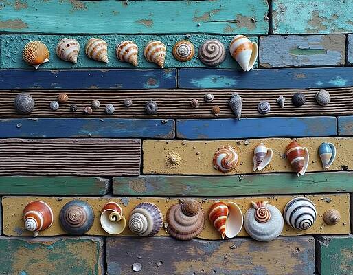 Wall Art - Digital Art - Stripey Shells by Eris And AI