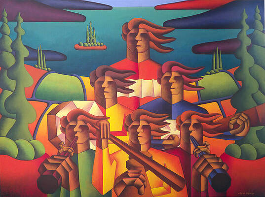 Wall Art - Painting - Structured Session with Musicians by Alan Kenny