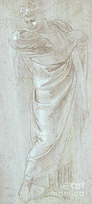 Wall Art - Drawing - Study of a man for the tapestry cartoon of St Paul by Raphael by Raphael