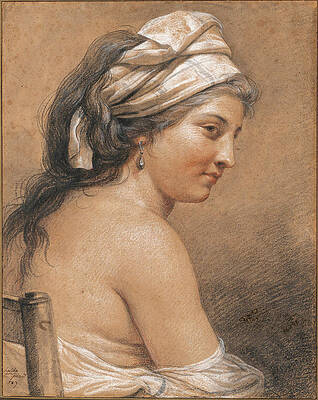 Study of a Seated Woman Seen from Behind, Marie-Gabrielle Capet Print by Adelaide Labille-Guiard