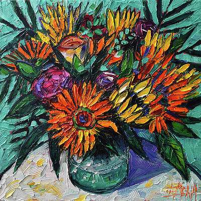SUMMER COLORFUL BOUQUET palette knife oil painting Mona Edulesco by Mona Edulesco SUMMER COLORFUL BOUQUET palette knife oil painting Mona Edulesco by Mona Edulesco