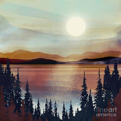 Wall Art - Digital Art - Summer Lake Sunset by Spacefrog Designs