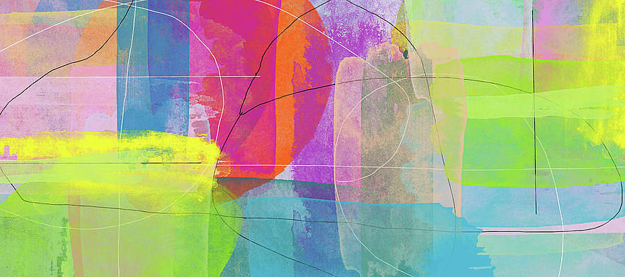 Wall Art - Painting - Summer Vibes - Large Colorful Abstract Landscape by Modern Abstract