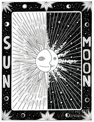 Wall Art - Drawing - Sun And Moon by Deven Chang
