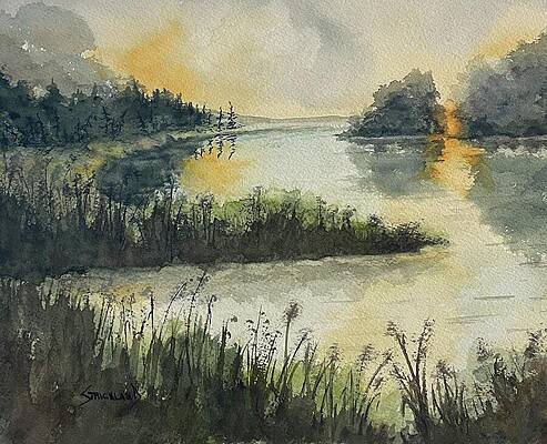 Wall Art - Painting - Sun Going Down by Judy Strickland