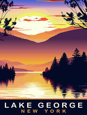 Wall Art - Digital Art - Sunset at Lake George, NY by Long Shot