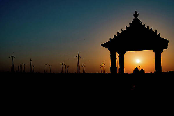 Wall Art - Photograph - Sunset on Royal cenotaphs, Jaisalmer Chhatris, at Bada Bagh by Lie Yim