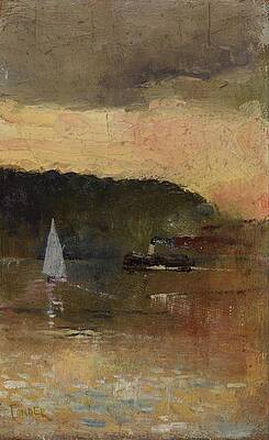 Wall Art - Drawing - Sunset  Sydney Harbour #6 by Charles Conder