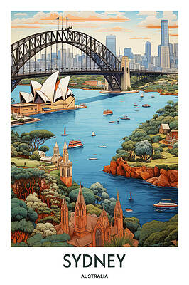 Wall Art featuring the painting Sydney Australia by Land of Dreams