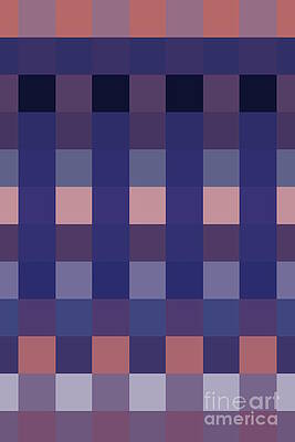 Symmetry Art Graphic Design Pixel Geometric Square Pattern Abstract Background In Blue Brown by Tim LA