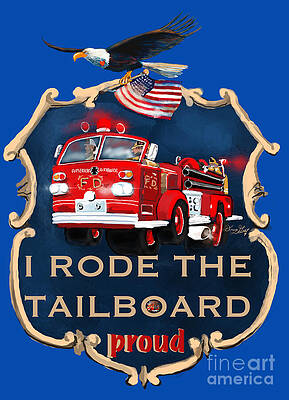Wall Art - Digital Art - Tailboard Firefighter by Doug Gist