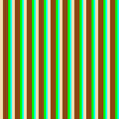 [ Thumbnail: Tan, Brown, Lime, and Aqua Colored Striped Pattern Duvet Cover ]