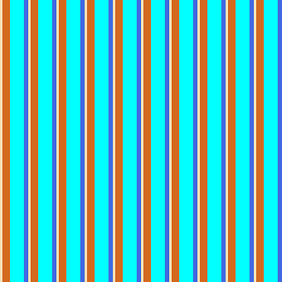 [ Thumbnail: Tan, Chocolate, Aqua, and Royal Blue Colored Striped/Lined Pattern Art Print ]