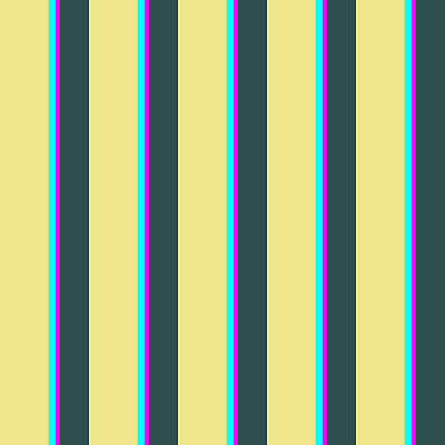 [ Thumbnail: Tan, Cyan, Fuchsia, and Dark Slate Gray Colored Striped/Lined Pattern Art Print ]