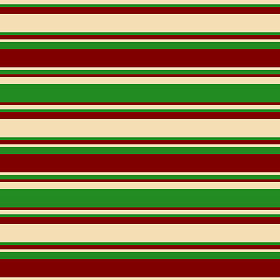 [ Thumbnail: Tan, Forest Green, and Maroon Colored Striped Pattern Metal Print ]