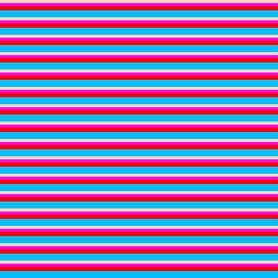 [ Thumbnail: Tan, Fuchsia, Red, and Deep Sky Blue Colored Pattern of Stripes Acrylic Print ]