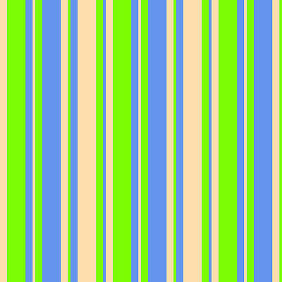 [ Thumbnail: Tan, Green, and Cornflower Blue Colored Striped/Lined Pattern Acrylic Print ]