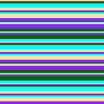 [ Thumbnail: Tan, Purple, Dark Green, and Cyan Colored Lined Pattern Art Print ]