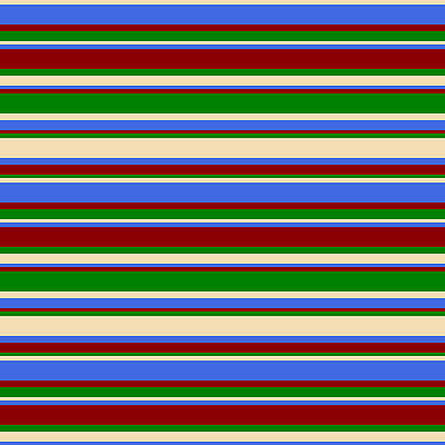 [ Thumbnail: Tan, Royal Blue, Dark Red, and Green Colored Lines/Stripes Pattern Art Print ]