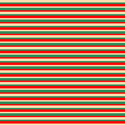 [ Thumbnail: Tan, Sea Green, and Red Colored Lines Pattern Metal Print ]