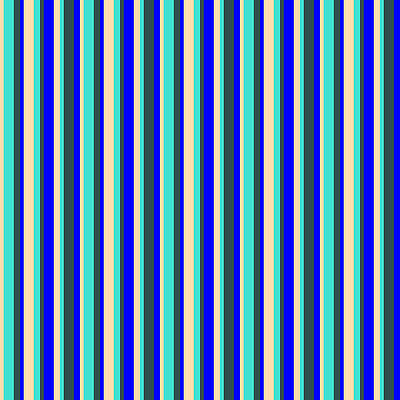 [ Thumbnail: Tan, Turquoise, Dark Slate Gray, and Blue Colored Stripes/Lines Pattern Tapestry ]