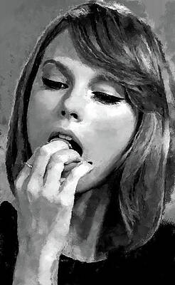 Black And White Digital Art - Taylor Swift, Down Bad BW by Gradify Creations