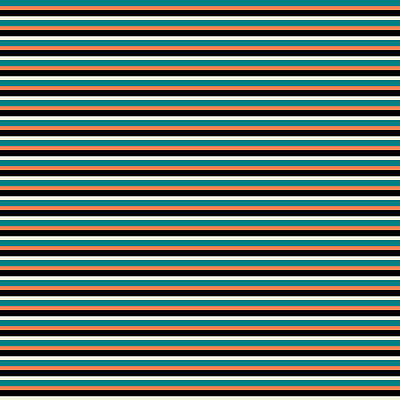 [ Thumbnail: Teal, Coral, Black, and Beige Colored Pattern of Stripes Poster ]