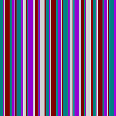 [ Thumbnail: Teal, Dark Violet, Light Gray, and Maroon Colored Lines Pattern Art Print ]