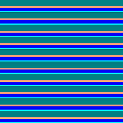 [ Thumbnail: Teal, Light Salmon, Blue, and Aqua Colored Striped Pattern Art Print ]