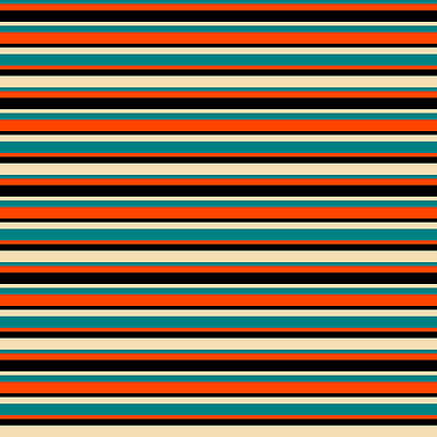 [ Thumbnail: Teal, Red, Black, and Tan Colored Lined Pattern Acrylic Print ]