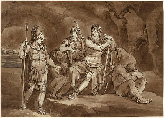 Telemachus Requests Permission From Pluto To Seek His Father In The Underworld Print by Bartolomeo Pinelli