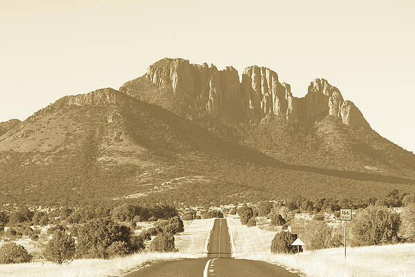 Texas Highway 166 and Sawtooth Mountain Antiqued by Renny Spencer Texas Highway 166 and Sawtooth Mountain Antiqued by Renny Spencer
