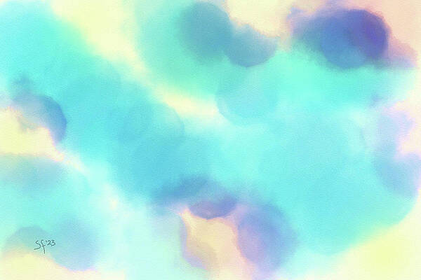Wall Art - Digital Art - Texture-Soft Cloudy Abstract in Blue by Shelli Fitzpatrick