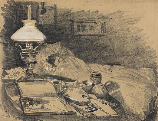 Wall Art - Drawing - The Artists Studio  art by Melchior Lechter German