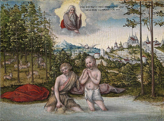 The Baptism of Christ Print by Lucas Cranach the Elder