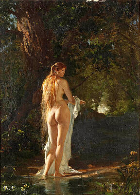 The bather in the forest Print by Paul Merwart