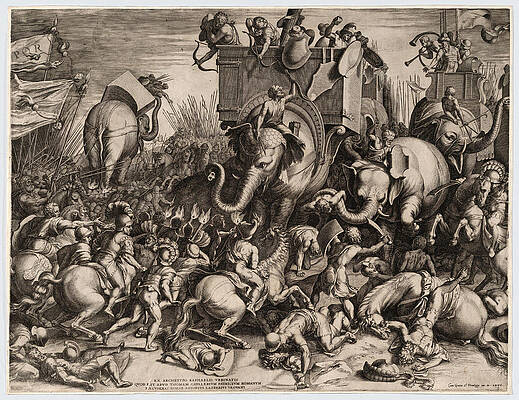The Battle Between Scipio and Hannibal at Zama Print by Cornelis Cort