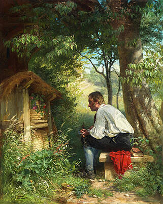 Wall Art - Painting - The Bee Friend by Hans Thoma 1863 by Hans thoma