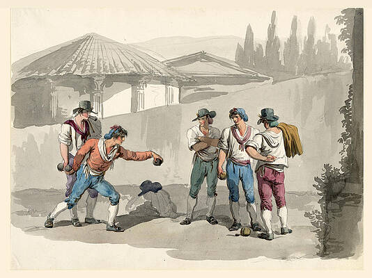 The Boccia Game Print by Bartolomeo Pinelli